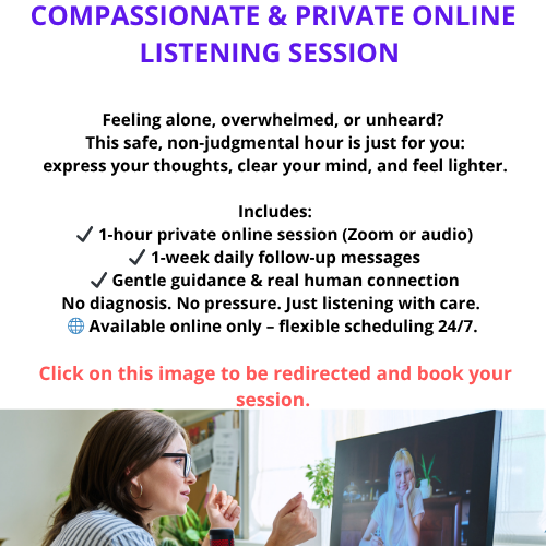 Séance d'écoute en ligne compatissante et privée