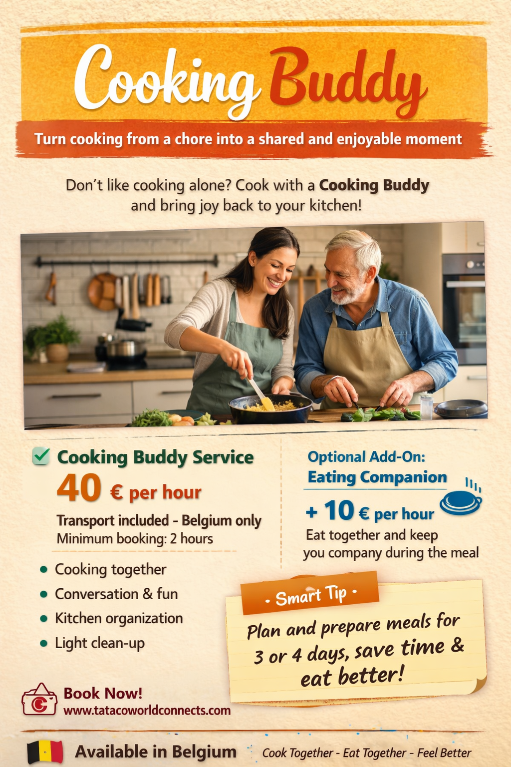 Cooking Buddy – Home Cooking Assistant: €40/hour